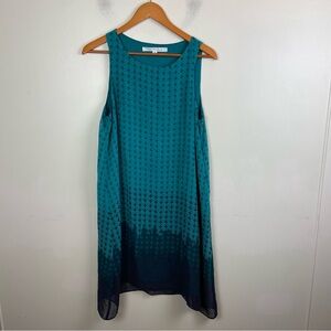 Max Studio Teal Blue Medallion Abstract Boho Sleeveless Lightweight Dress Medium